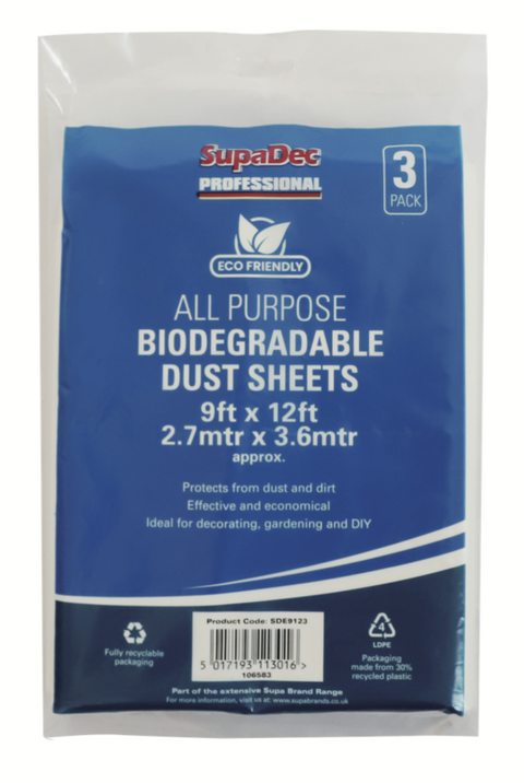 SupaDec Bio-Degradable Dust Sheet Triple Pack 12ft x 9ft