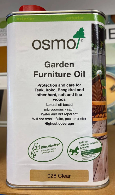 Osmo 028 Garden Furniture Oil Clear 1 litre tin