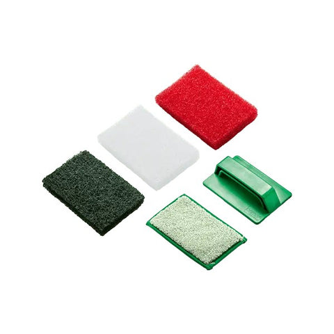 Osmo Hand Pads range: applicator fleece and white, red and green superpads with the hand pad holder