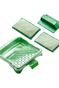 Contents of the Osmo Oil Finish Applicator Set: tray, hand pad holder and two applicator fleeces
